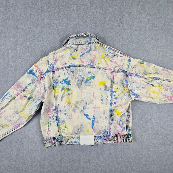 MSGM Jean Multicolor G-Jacket Size 42 US M/8 White Paint Splatter Made in Italy - Picture 13 of 16